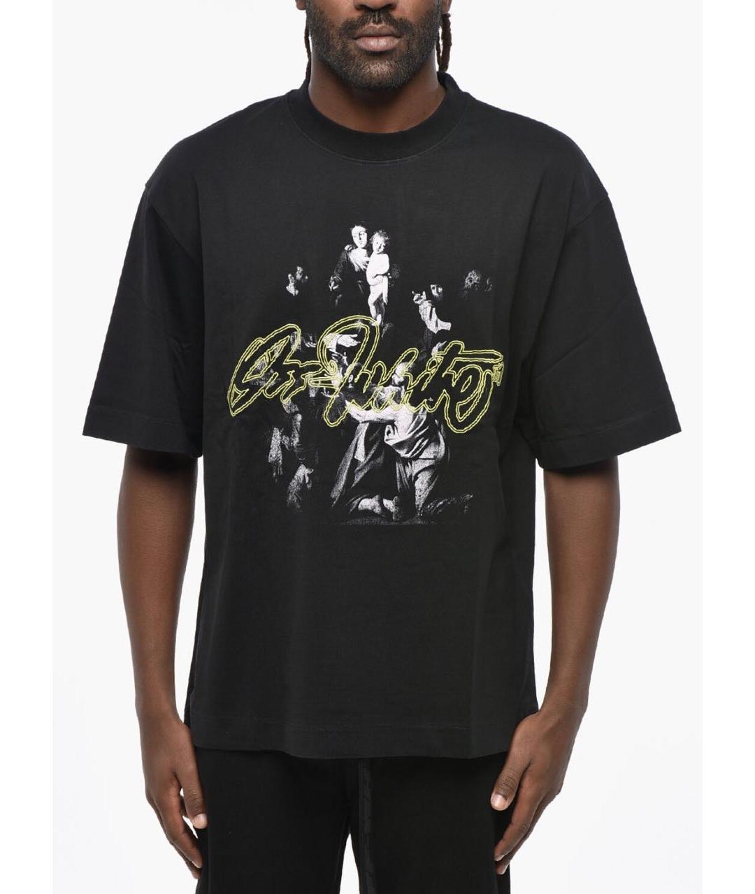 OFF-WHITE Черная хлопковая футболка, фото 8