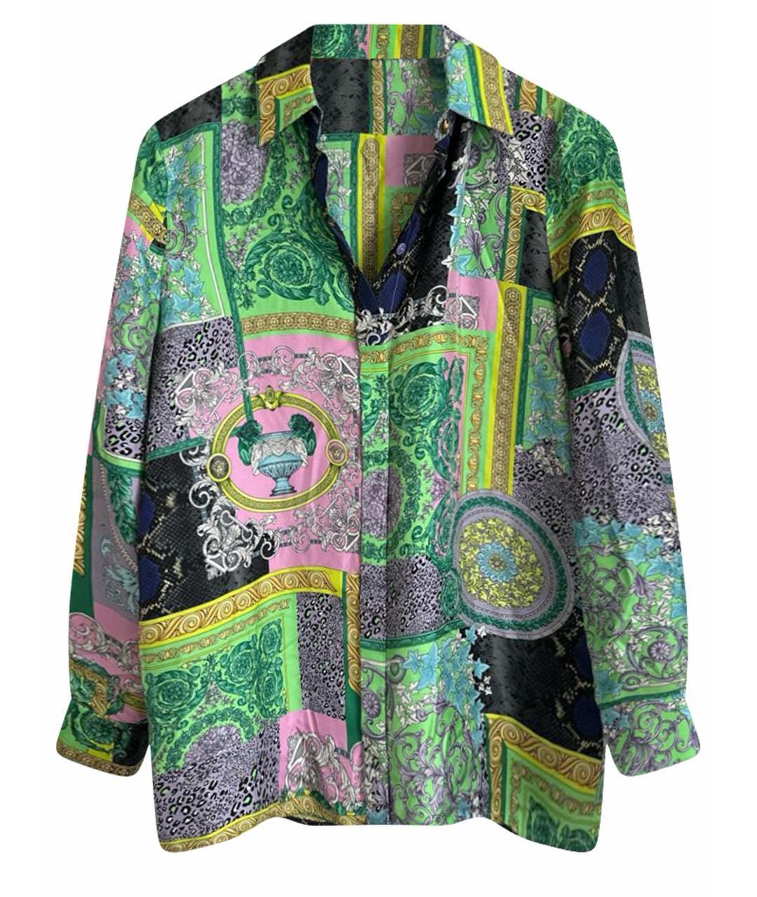 VERSACE Зеленый шелковый костюм с брюками, фото 5