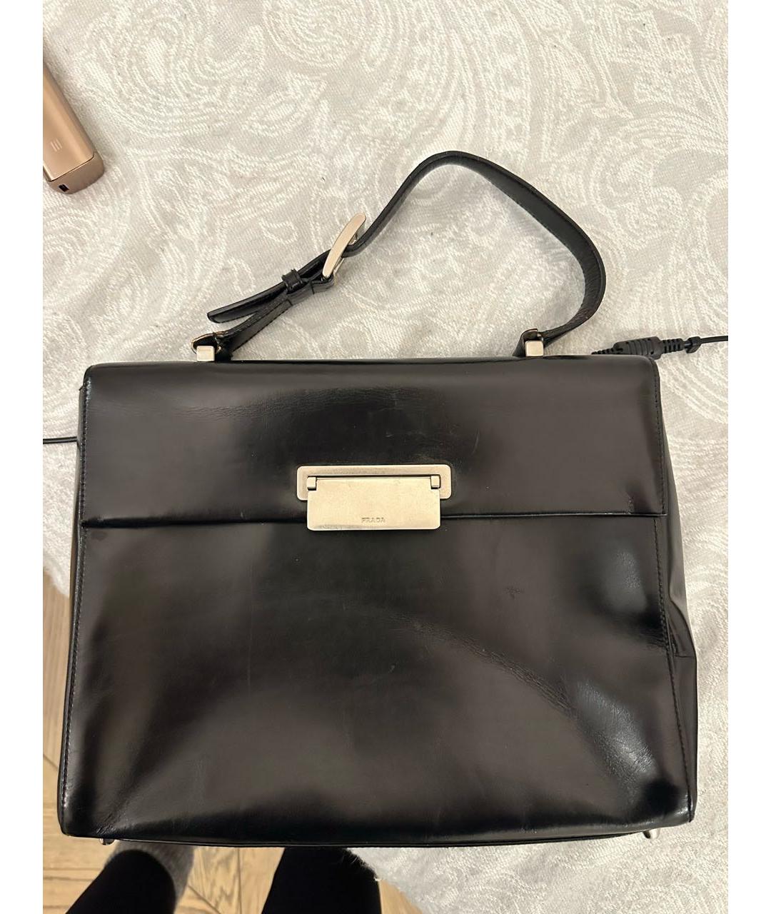 PRADA Черная кожаная сумка с короткими ручками, фото 2