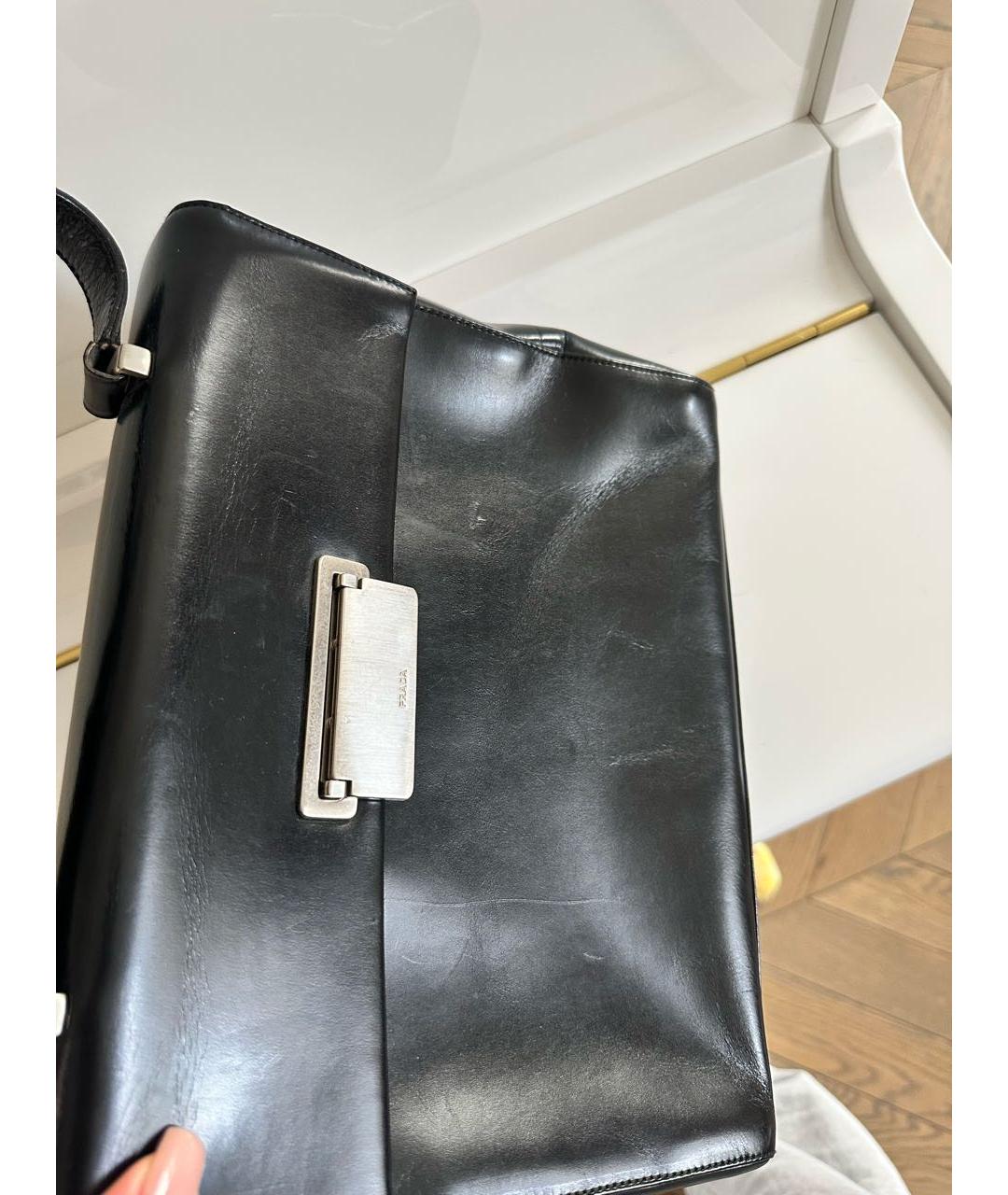 PRADA Черная кожаная сумка с короткими ручками, фото 3