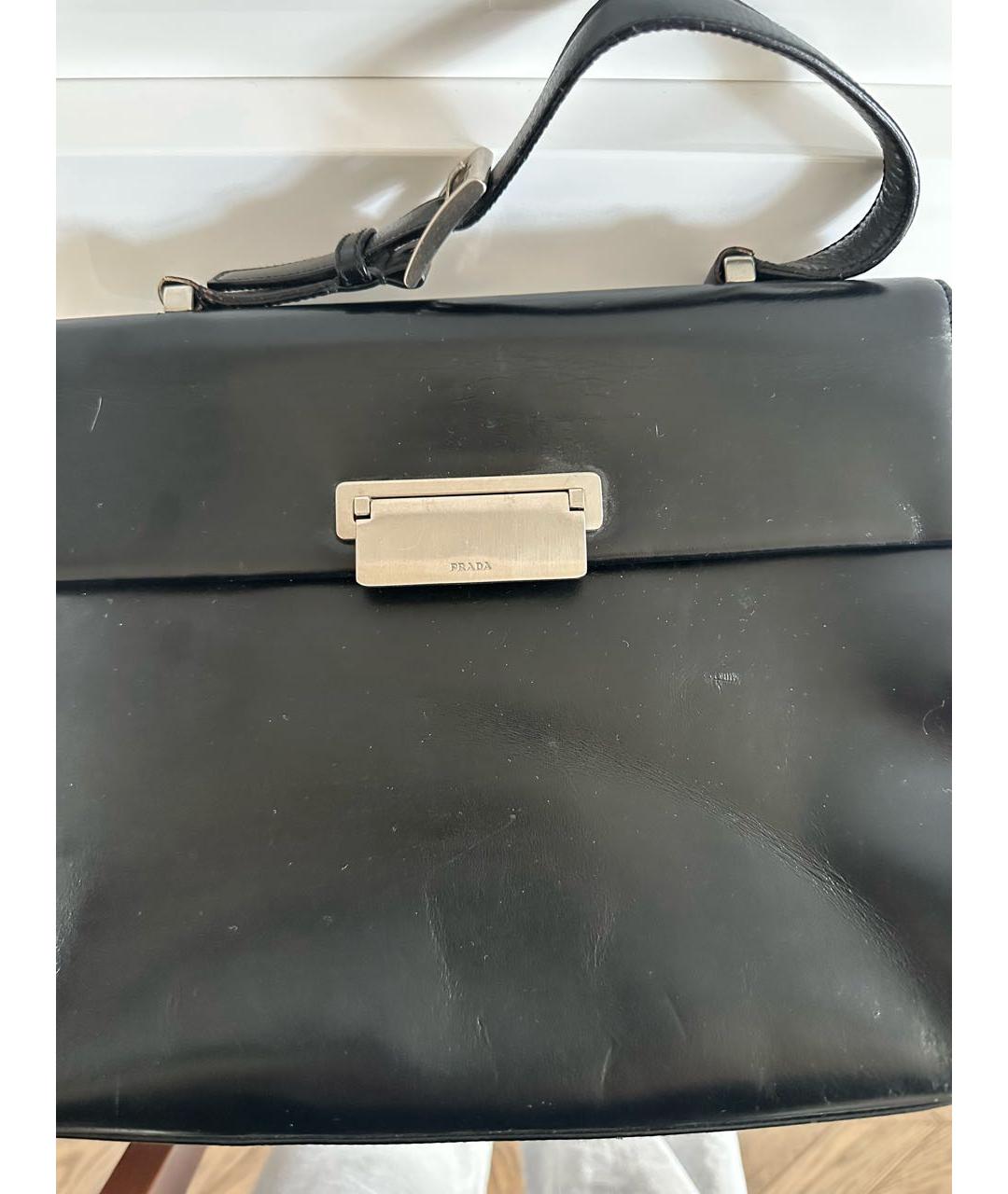PRADA Черная кожаная сумка с короткими ручками, фото 4
