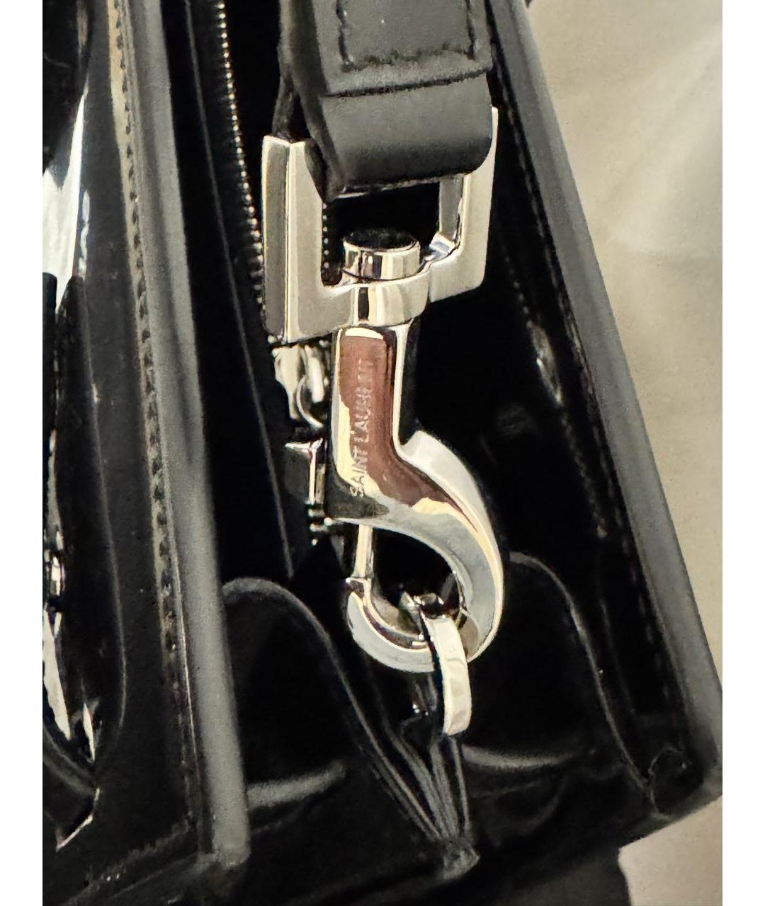 SAINT LAURENT Черная сумка через плечо из лакированной кожи, фото 6