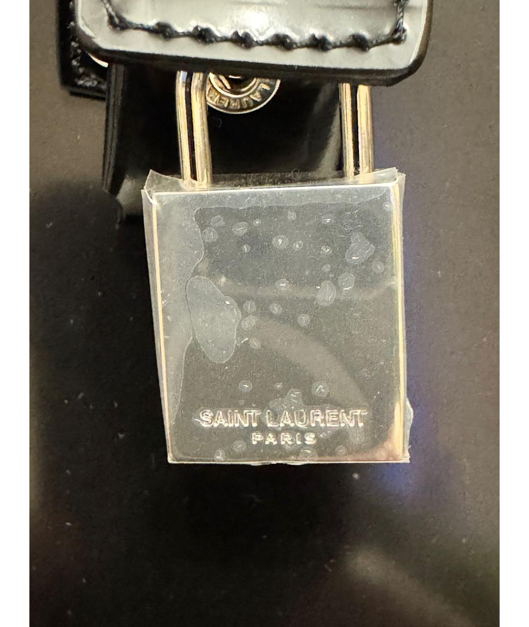 SAINT LAURENT Черная сумка через плечо из лакированной кожи, фото 5