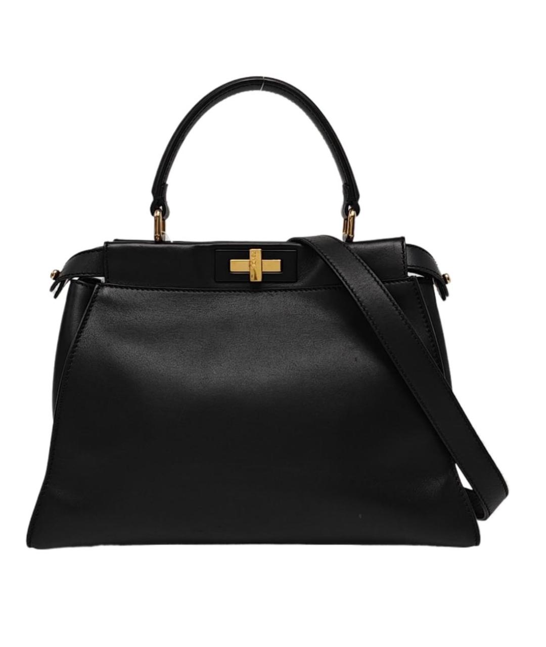 FENDI Черная кожаная сумка с короткими ручками, фото 1