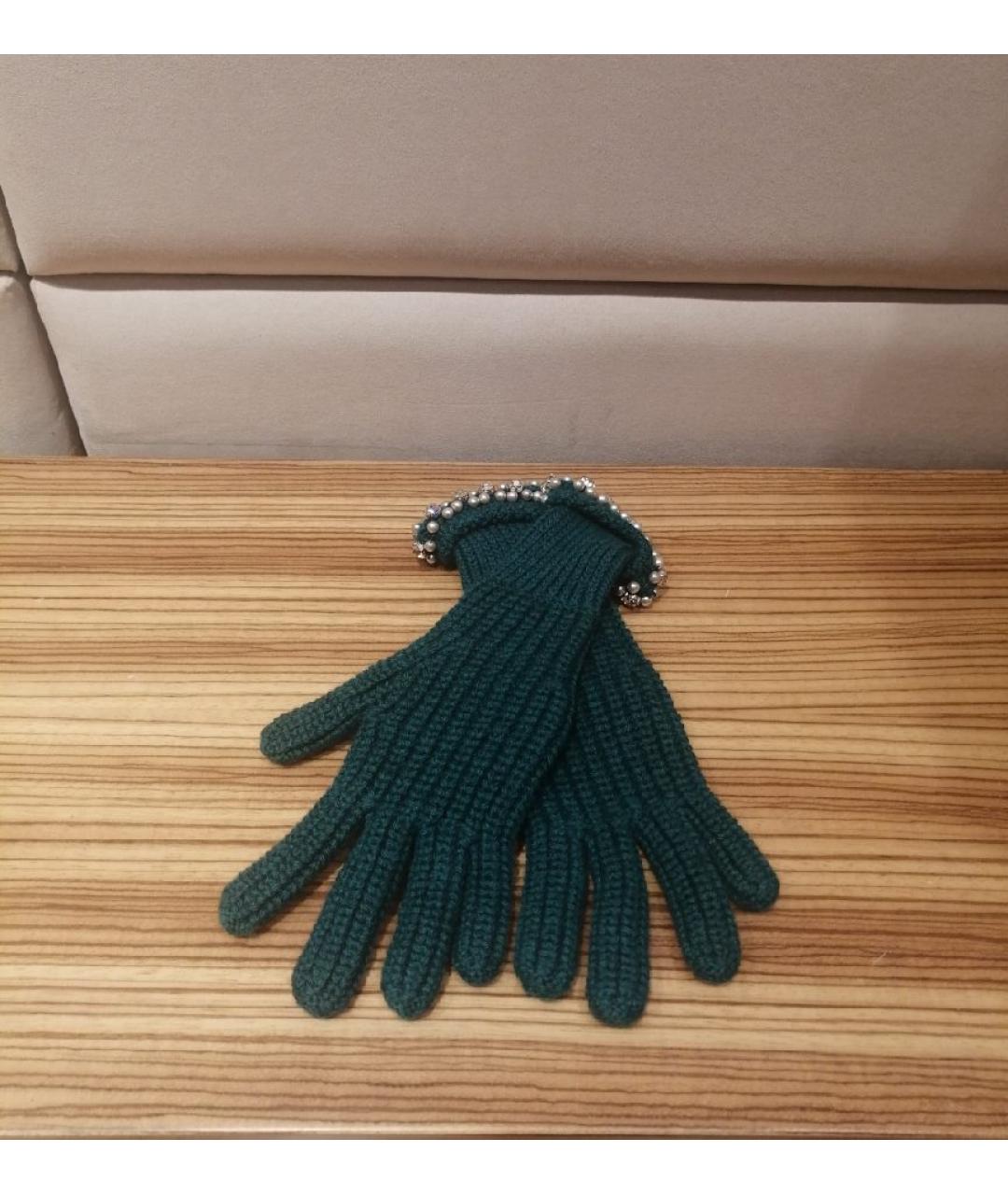 BLUGIRL Зеленые шерстяные перчатки, фото 2