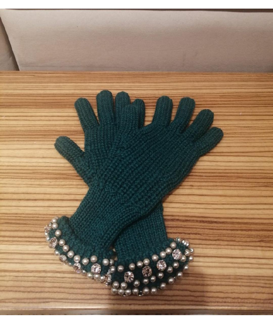 BLUGIRL Зеленые шерстяные перчатки, фото 3