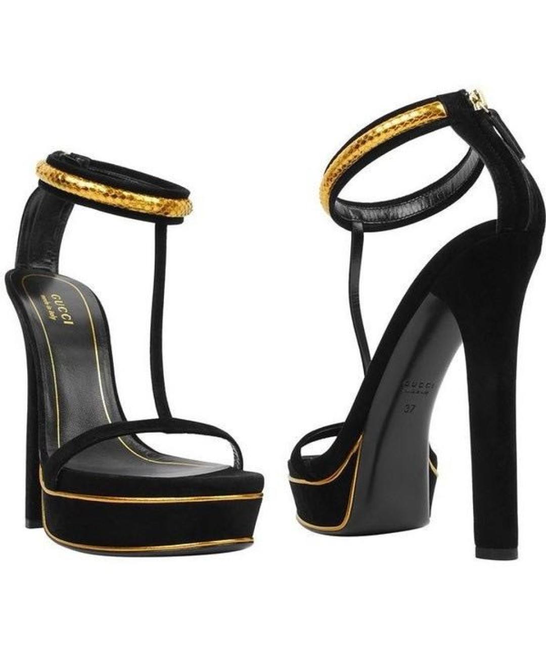 GUCCI Черные замшевые босоножки, фото 6