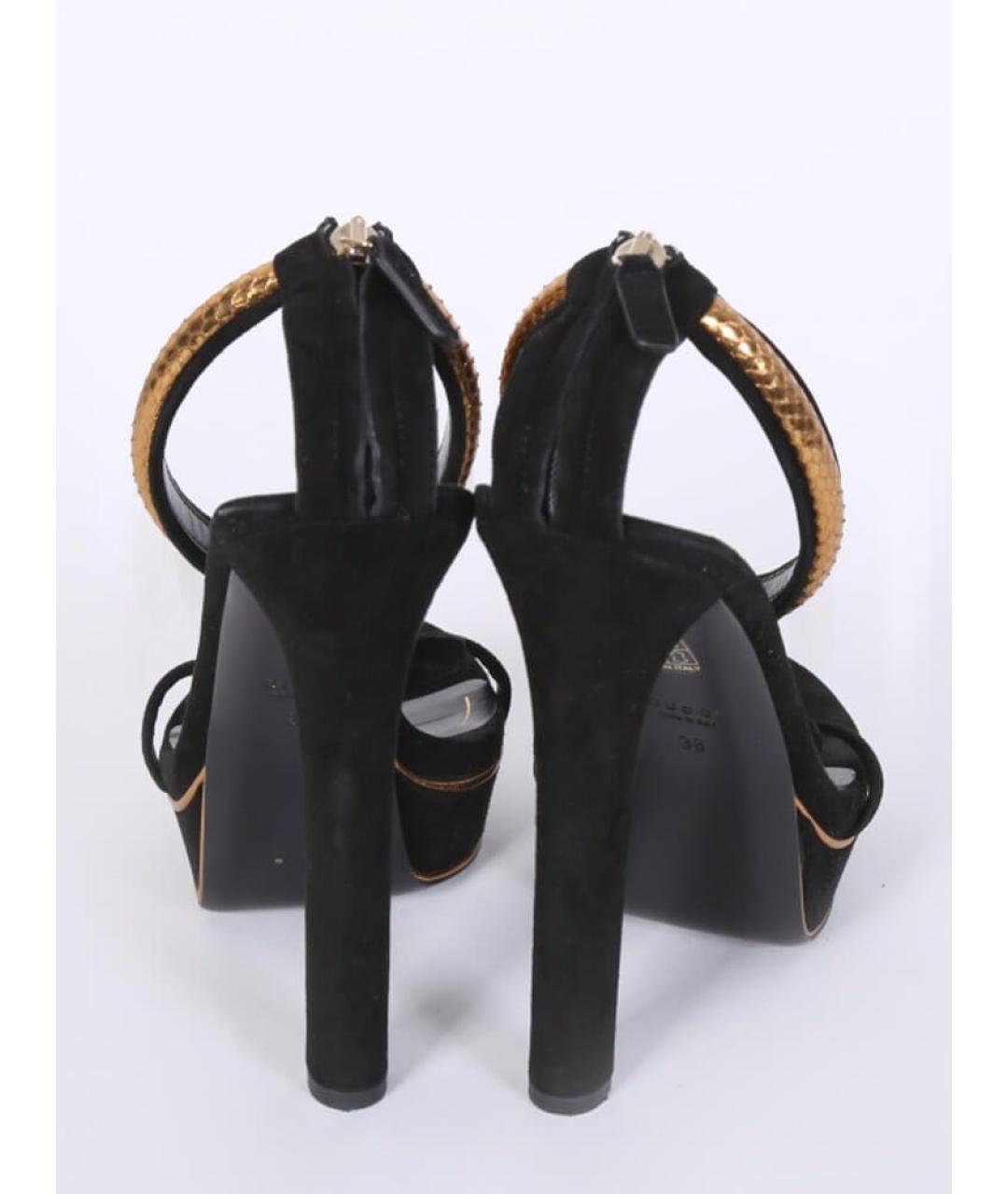 GUCCI Черные замшевые босоножки, фото 4