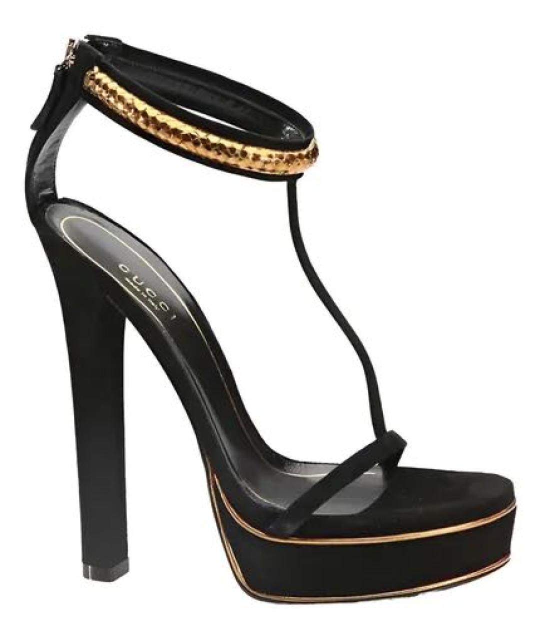 GUCCI Черные замшевые босоножки, фото 1