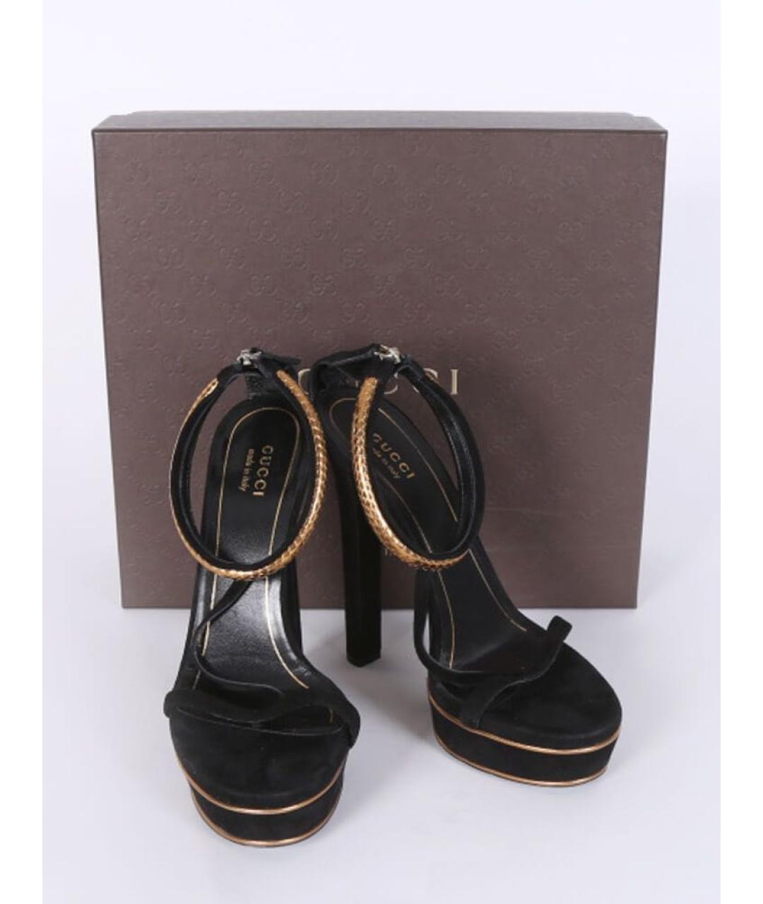 GUCCI Черные замшевые босоножки, фото 2