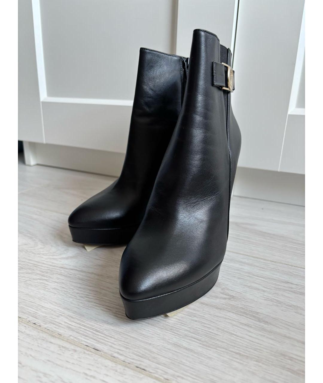 VERSACE COLLECTION Черные кожаные ботильоны, фото 5