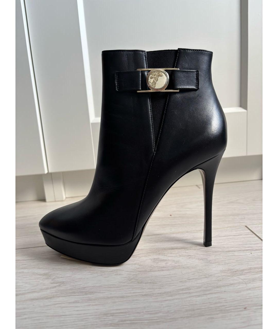 VERSACE COLLECTION Черные кожаные ботильоны, фото 8