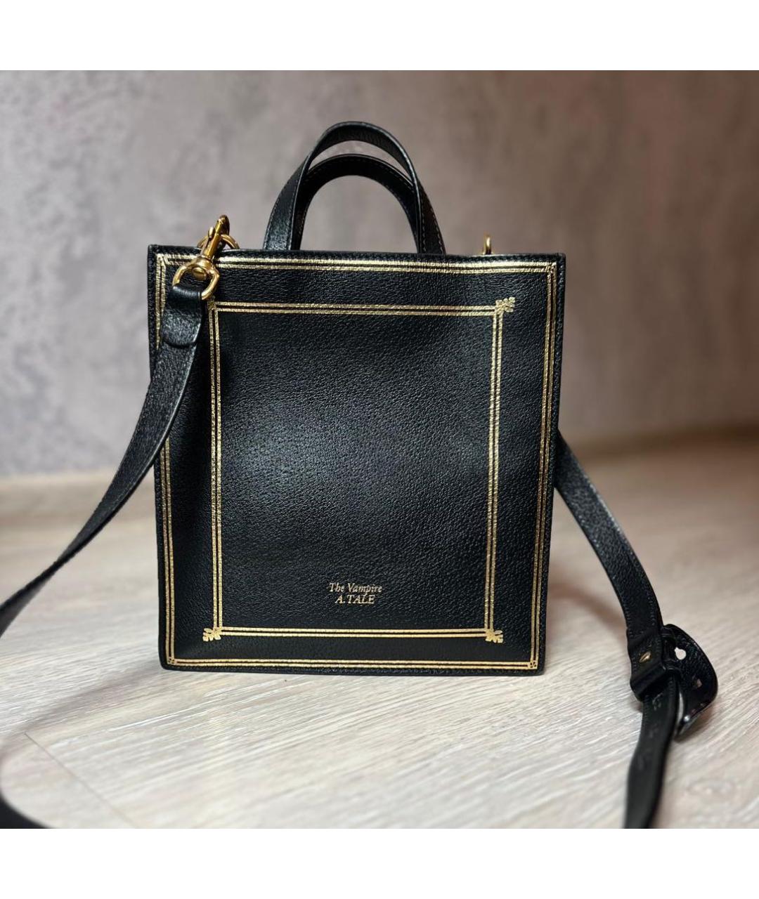 GUCCI Черная кожаная сумка с короткими ручками, фото 2