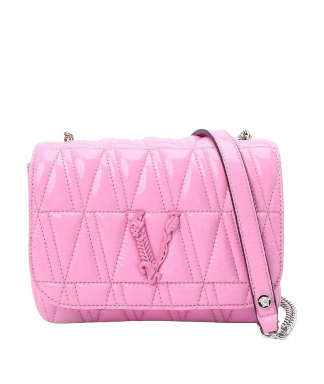 VERSACE Розовая сумка через плечо из лакированной кожи, фото 1
