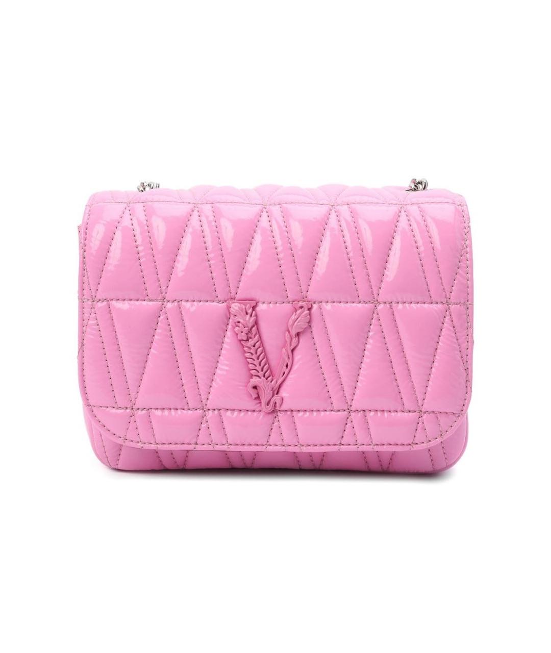 VERSACE Розовая сумка через плечо из лакированной кожи, фото 4