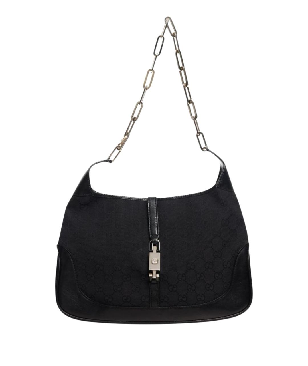 GUCCI Черная жаккардовая сумка через плечо, фото 1