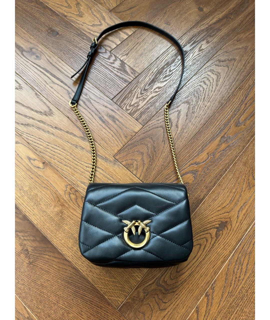 PINKO Черная кожаная сумка через плечо, фото 6