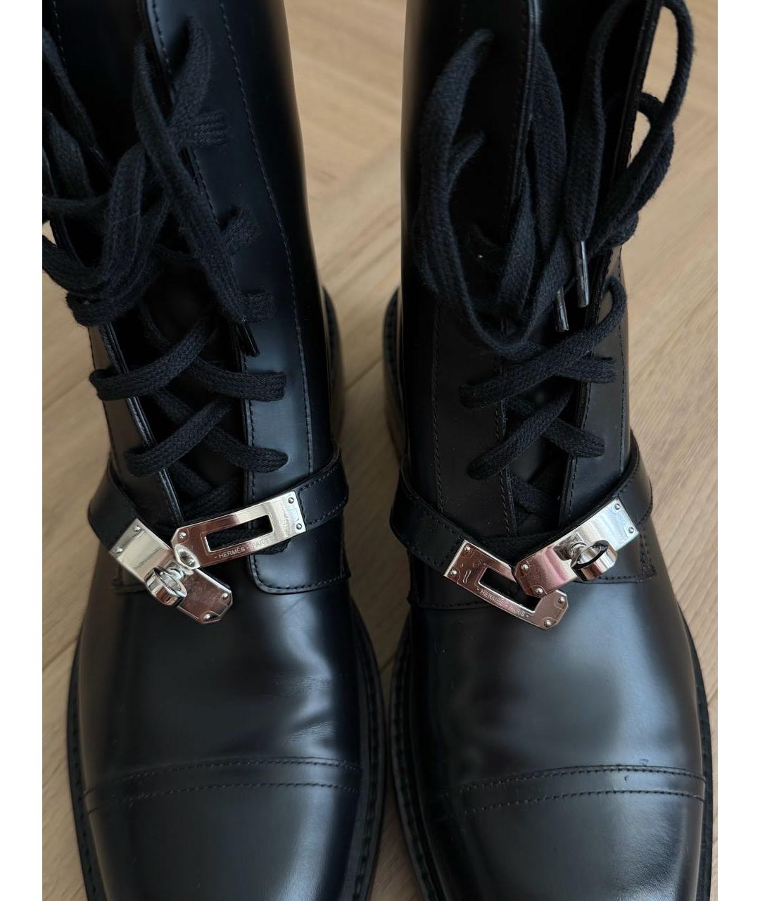 HERMES Черные кожаные ботинки, фото 6