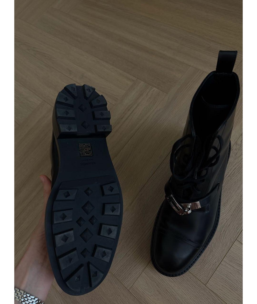 HERMES Черные кожаные ботинки, фото 7