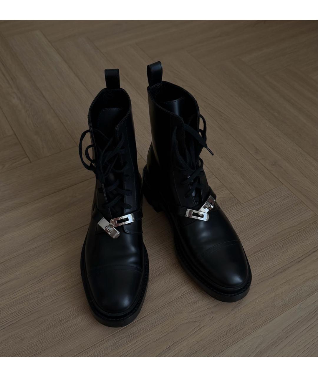 HERMES Черные кожаные ботинки, фото 2