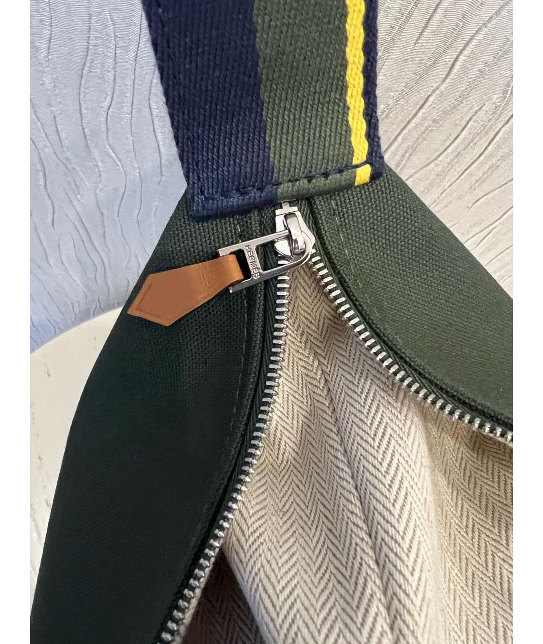 HERMES Хаки хлопковая косметичка, фото 6