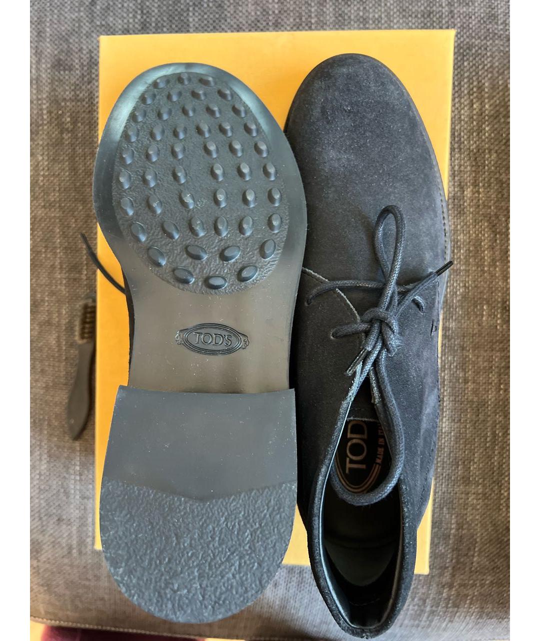 TOD'S Темно-синие замшевые низкие ботинки, фото 6