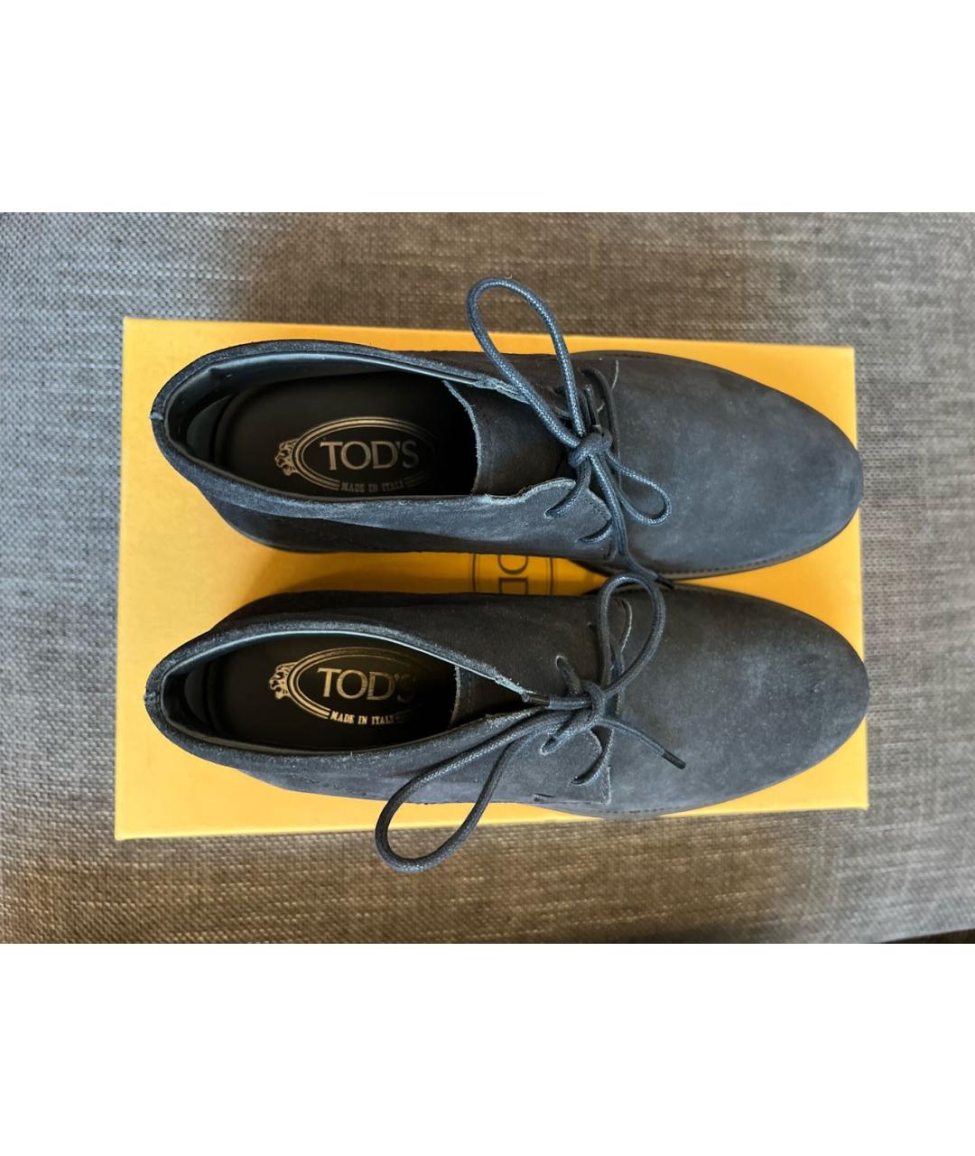 TOD'S Темно-синие замшевые низкие ботинки, фото 4