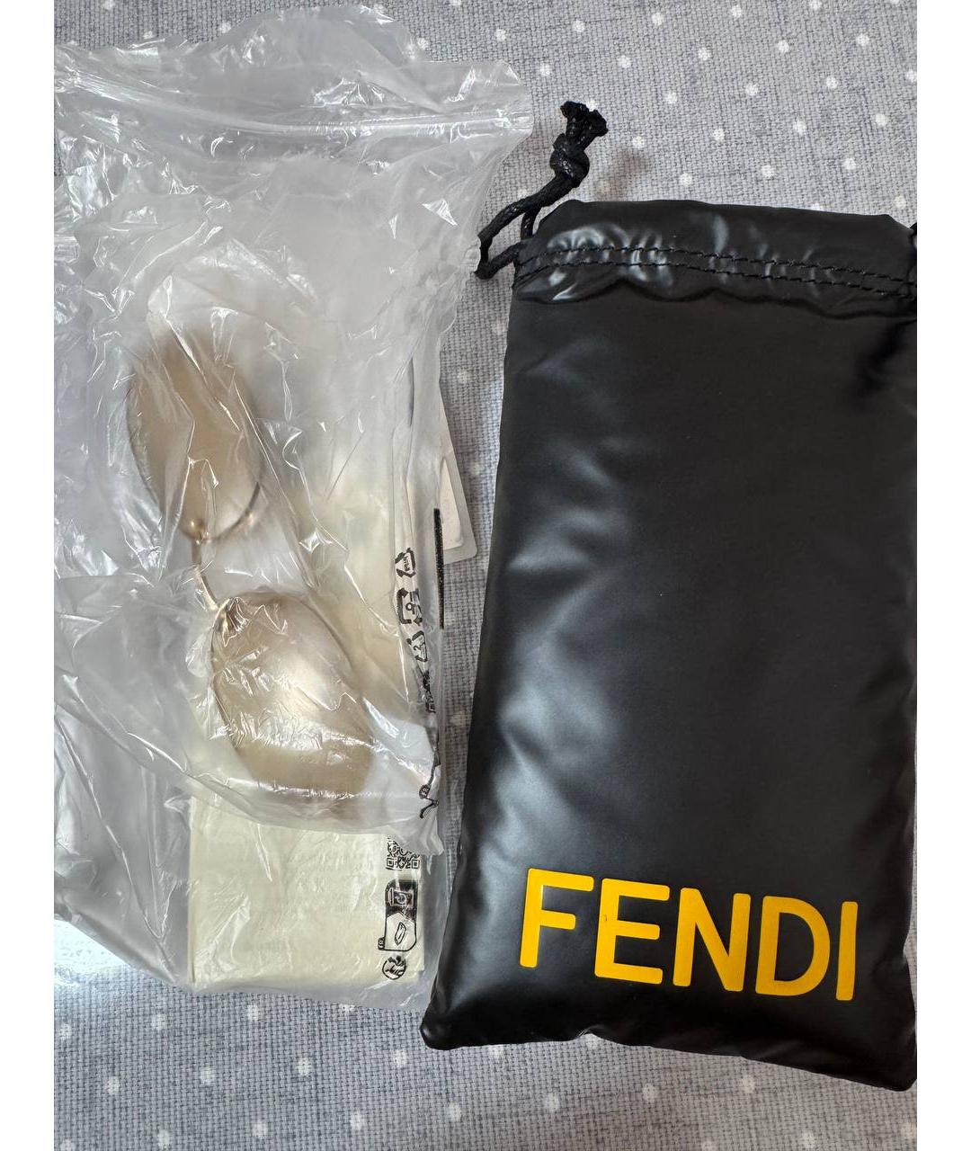 FENDI Золотые металлические солнцезащитные очки, фото 4
