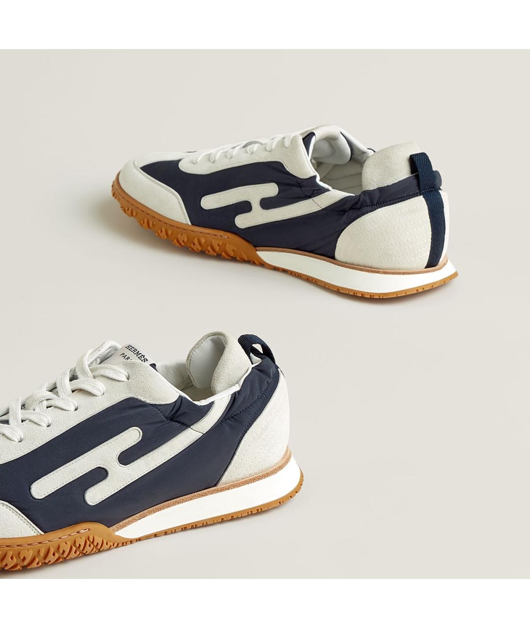 HERMES Темно-синие синтетические низкие кроссовки / кеды, фото 5