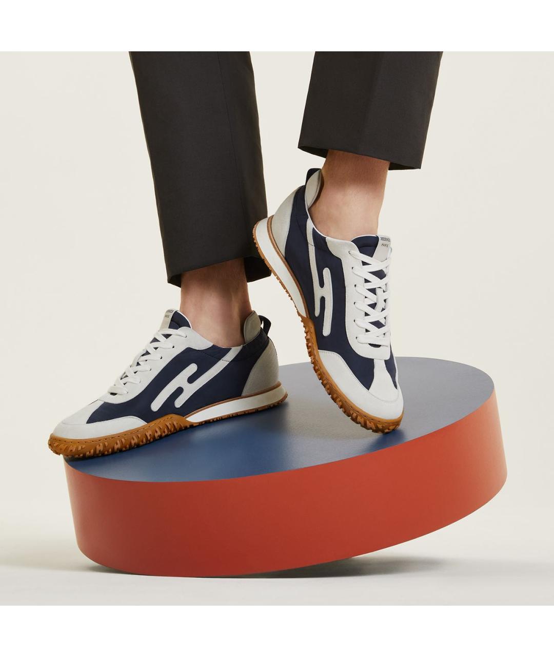 HERMES Темно-синие синтетические низкие кроссовки / кеды, фото 3