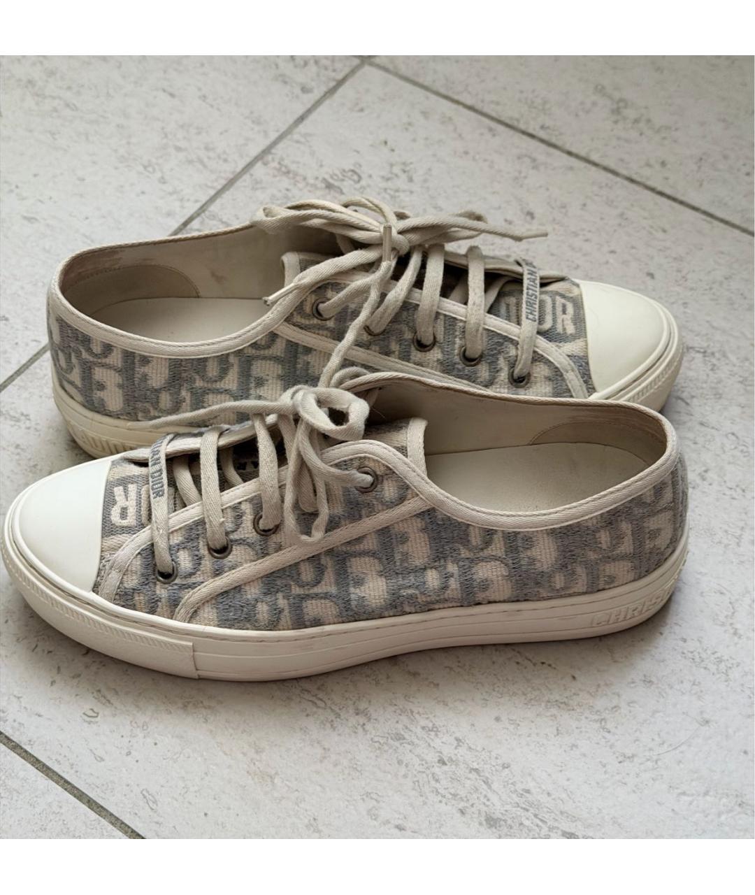 CHRISTIAN DIOR Бежевые текстильные кеды, фото 6