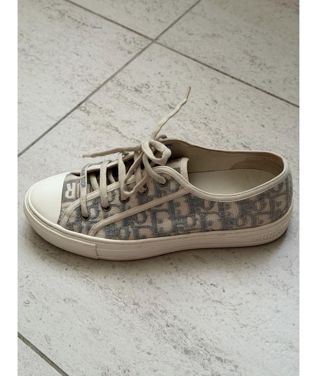 CHRISTIAN DIOR Бежевые текстильные кеды, фото 8