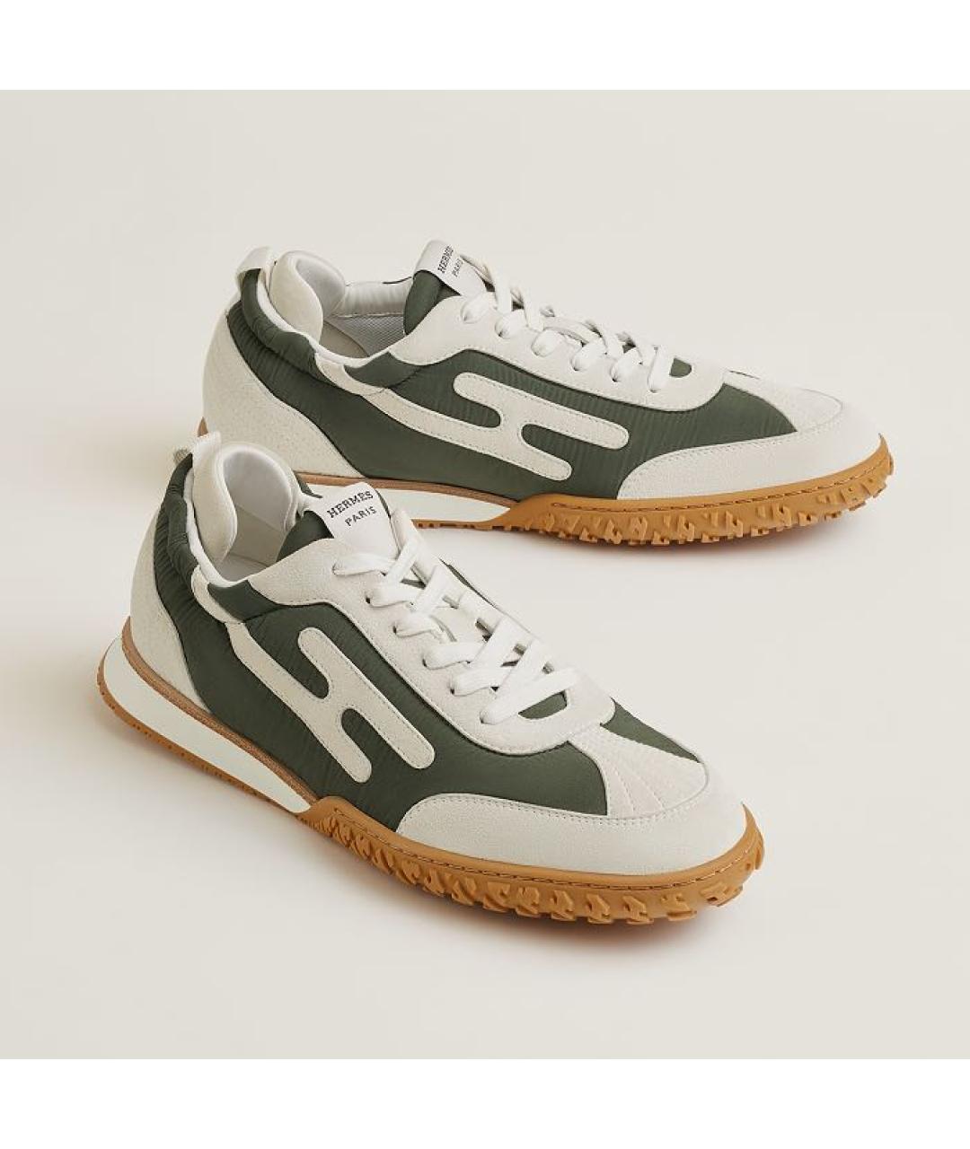 HERMES Зеленые синтетические низкие кроссовки / кеды, фото 2