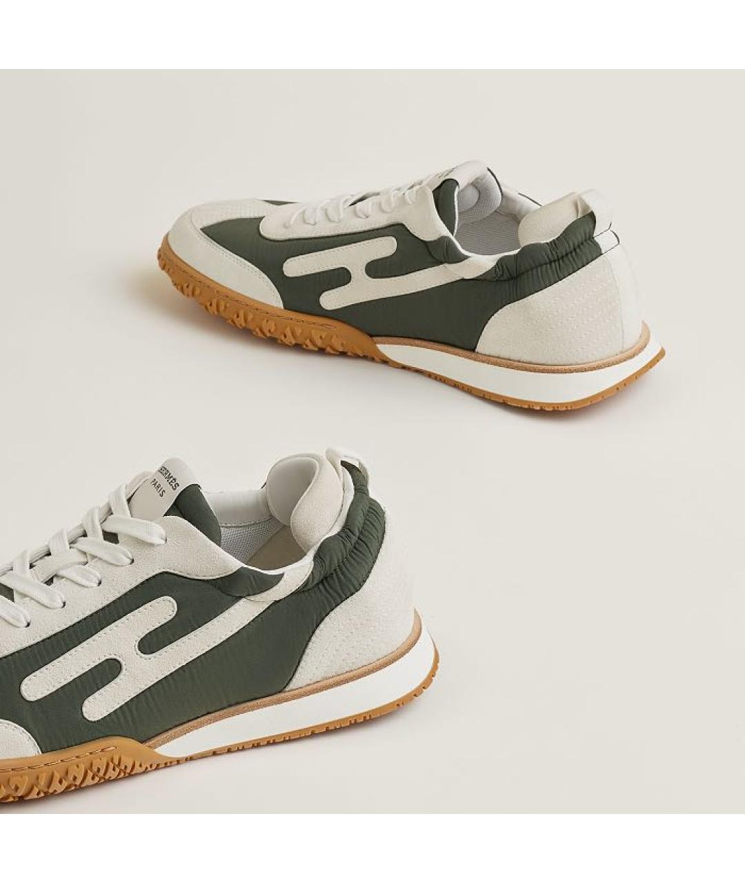 HERMES Зеленые синтетические низкие кроссовки / кеды, фото 5