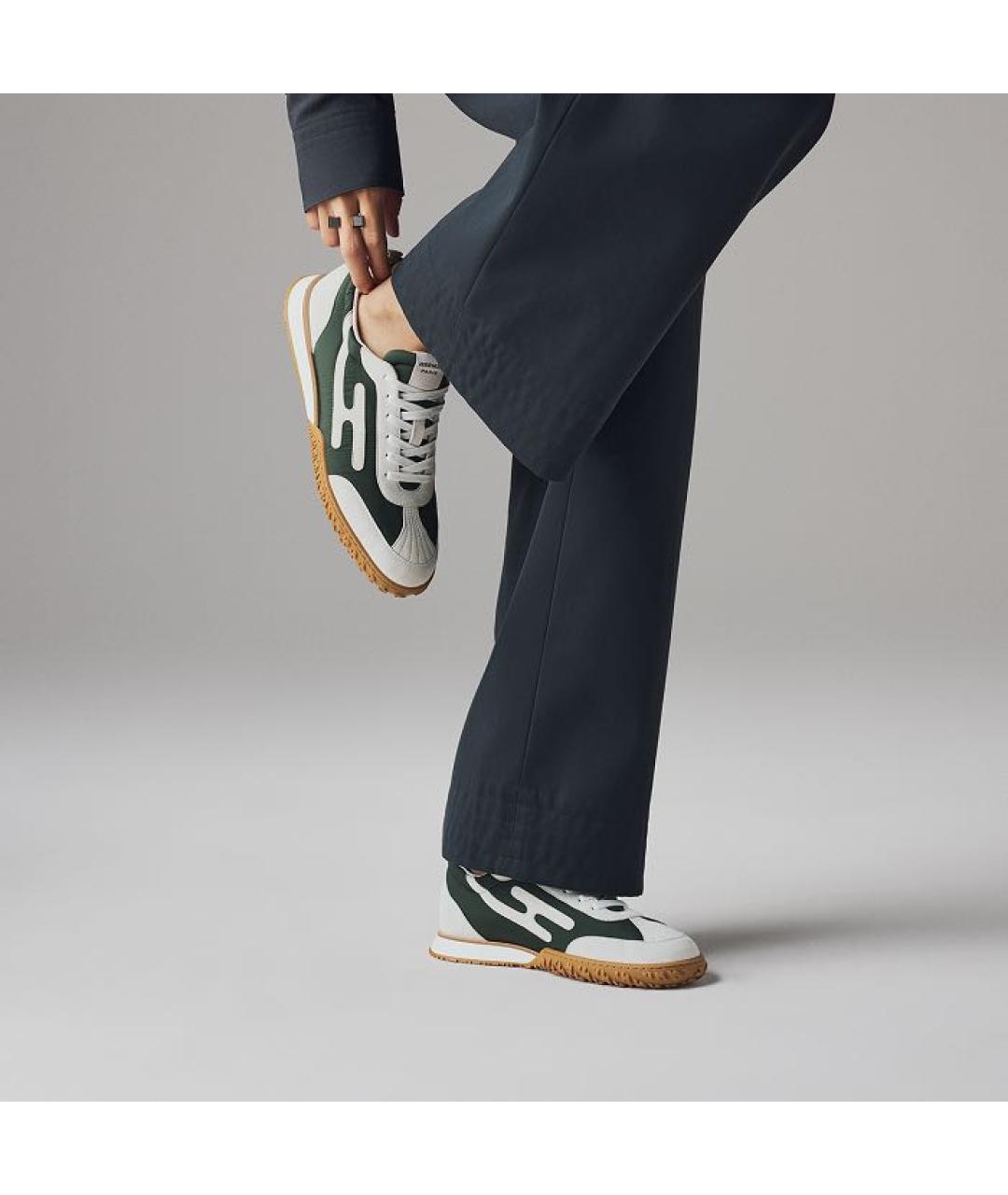 HERMES Зеленые синтетические низкие кроссовки / кеды, фото 3