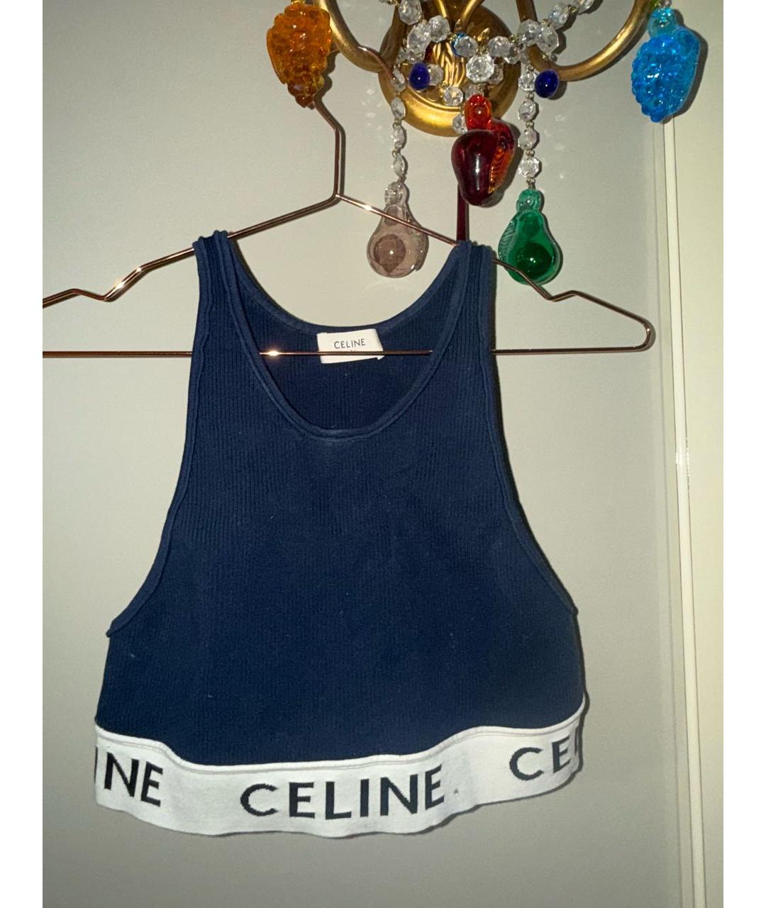 CELINE Темно-синяя полиамидовая майка, фото 5