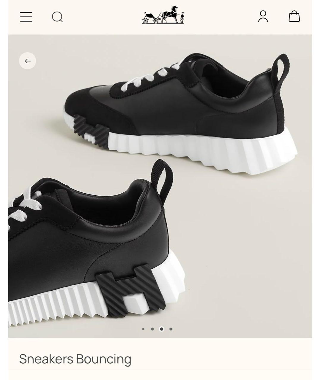 HERMES Черные кожаные кроссовки, фото 2