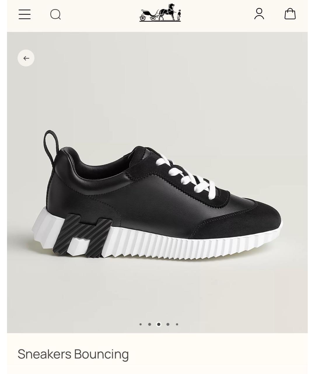 HERMES Черные кожаные кроссовки, фото 9