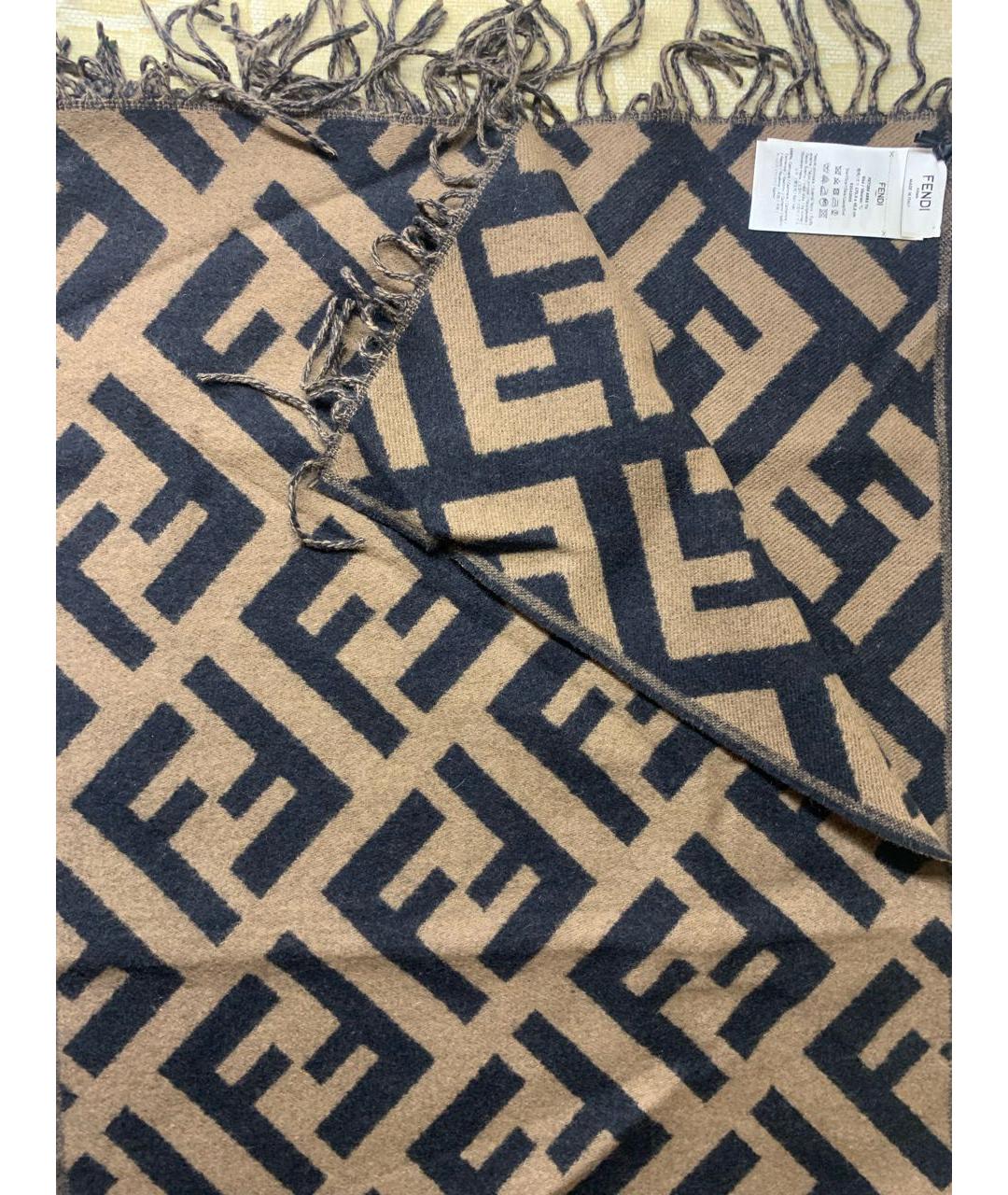 FENDI Коричневый кашемировый шарф, фото 6