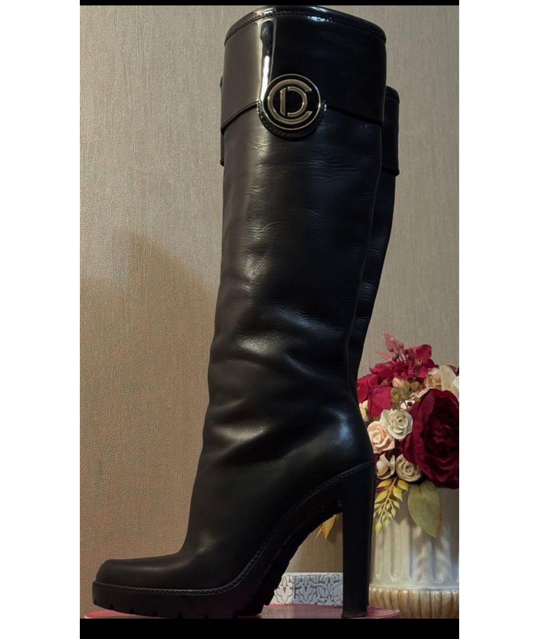 CHRISTIAN DIOR Черные кожаные сапоги, фото 2