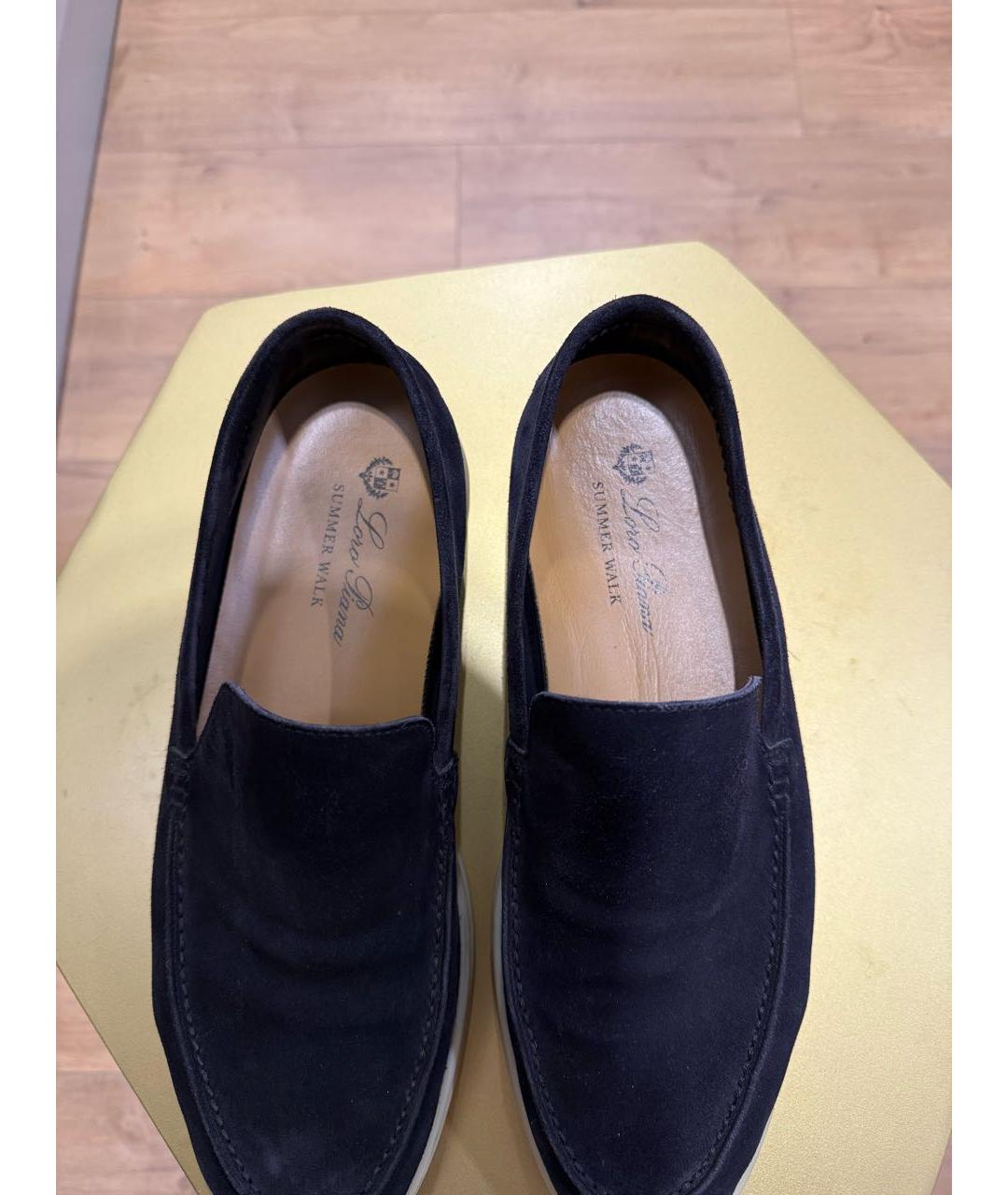 LORO PIANA Черные замшевые лоферы, фото 3