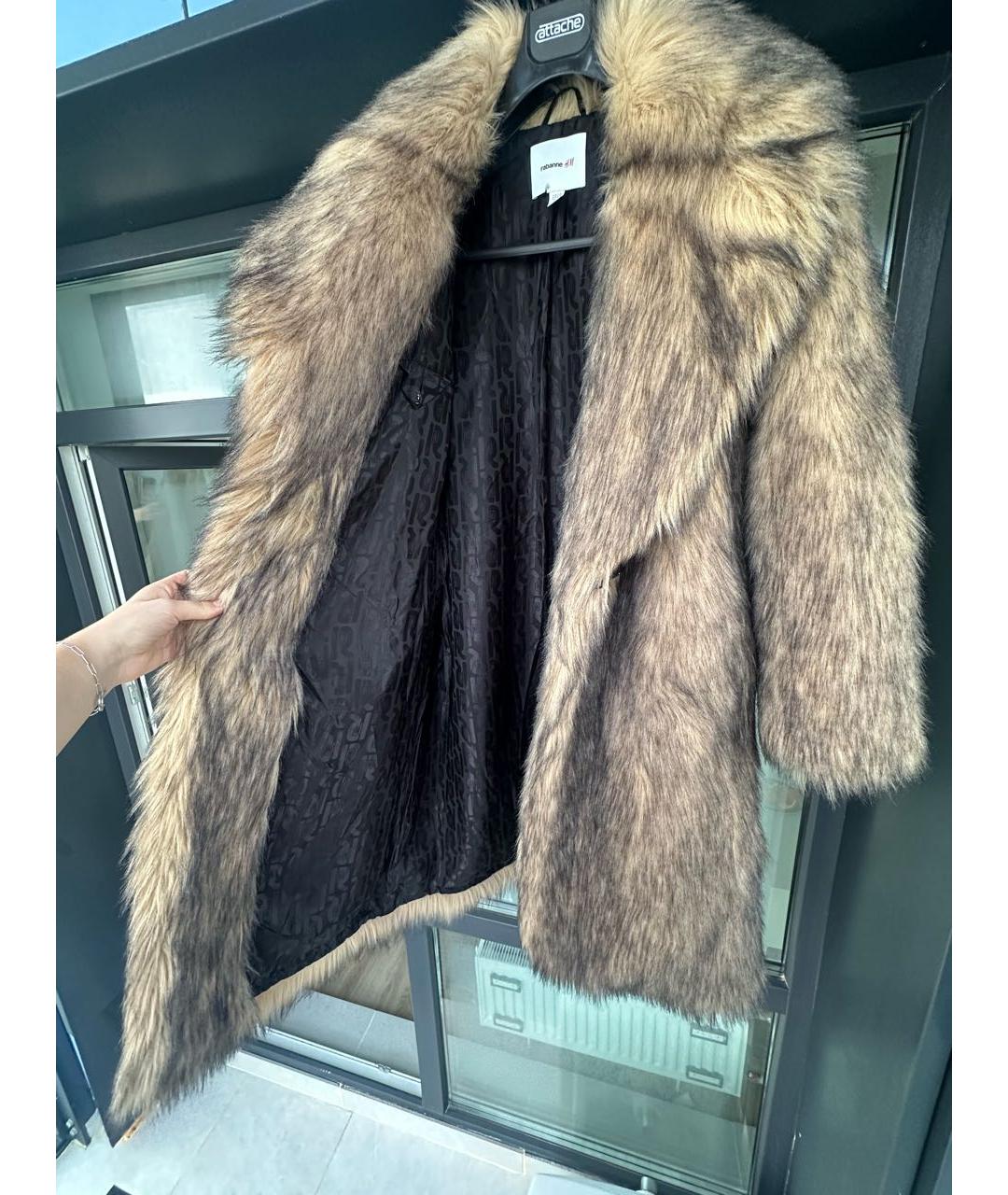 PACO RABANNE Коричневая полиэстеровая шуба, фото 7