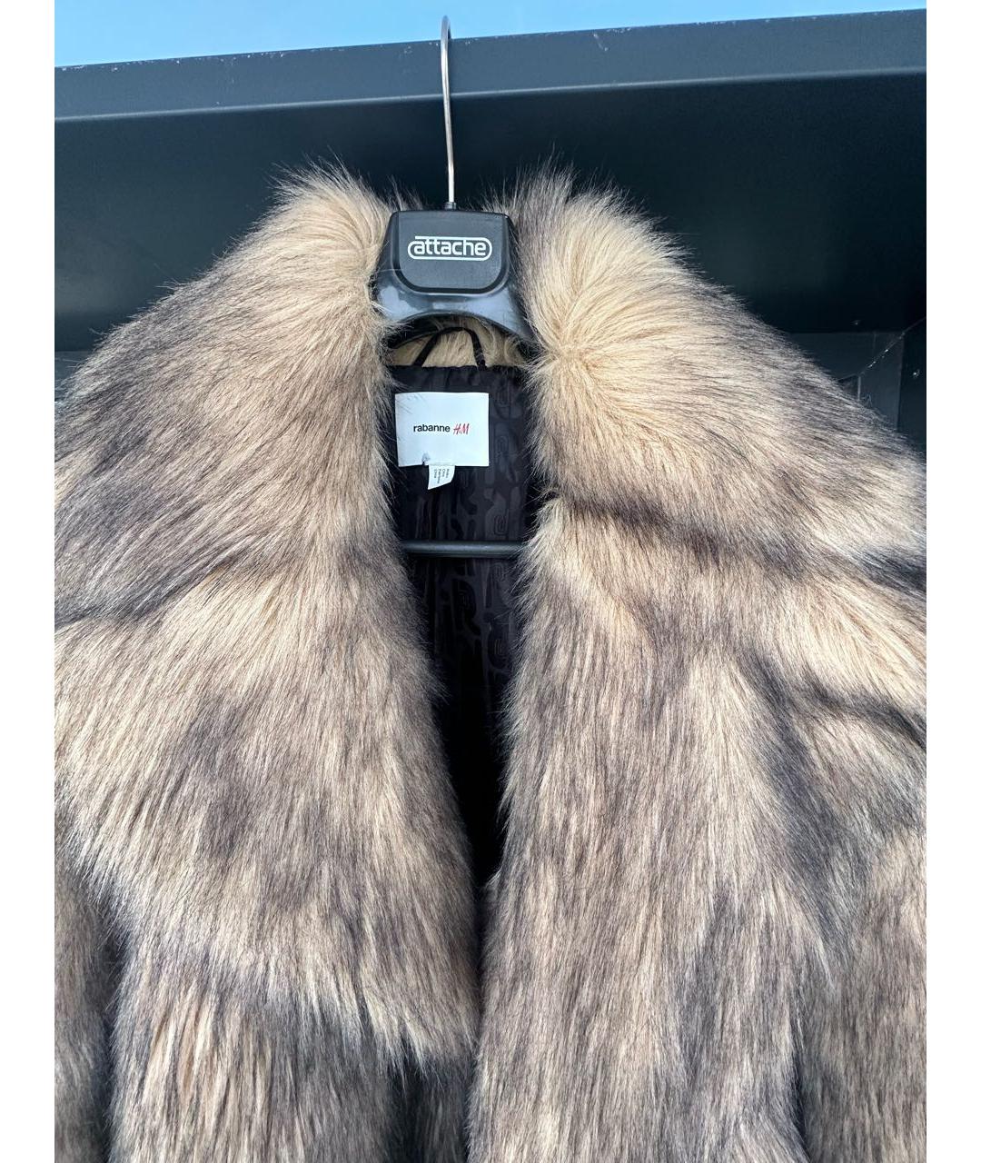 PACO RABANNE Коричневая полиэстеровая шуба, фото 8