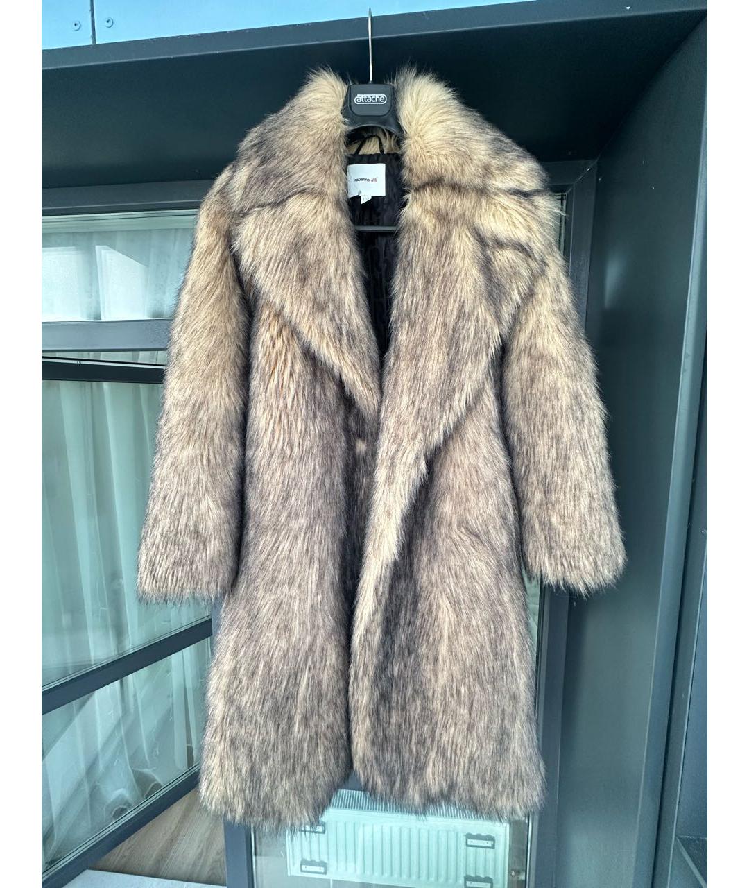 PACO RABANNE Коричневая полиэстеровая шуба, фото 9