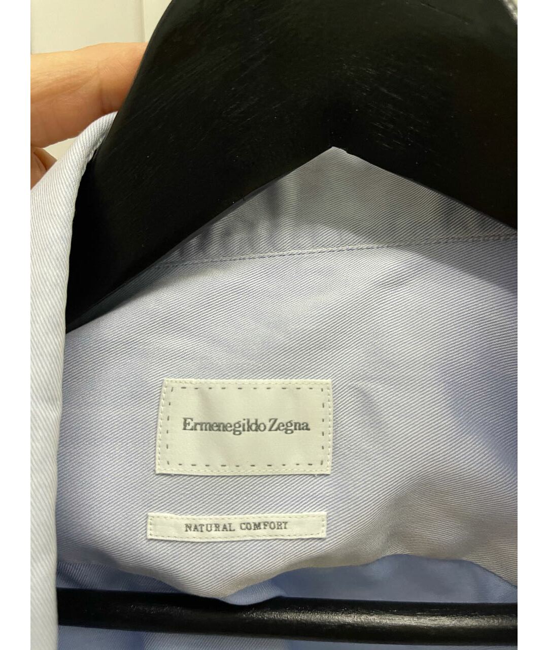 ERMENEGILDO ZEGNA Голубая хлопковая классическая рубашка, фото 5