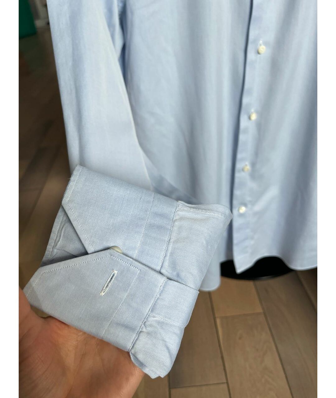 ERMENEGILDO ZEGNA Голубая хлопковая классическая рубашка, фото 3