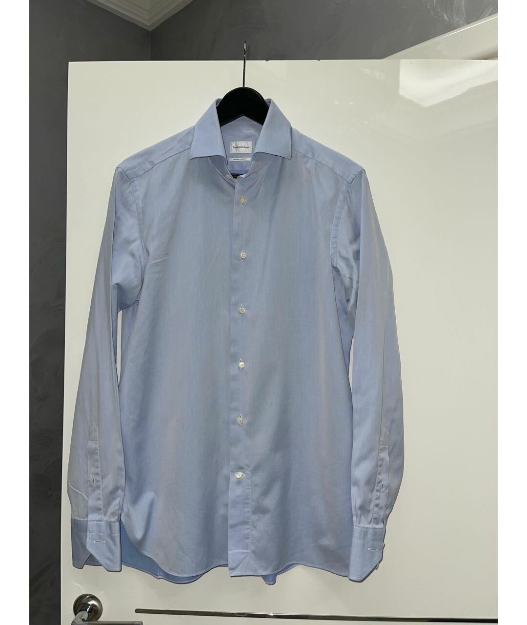ERMENEGILDO ZEGNA Голубая хлопковая классическая рубашка, фото 8