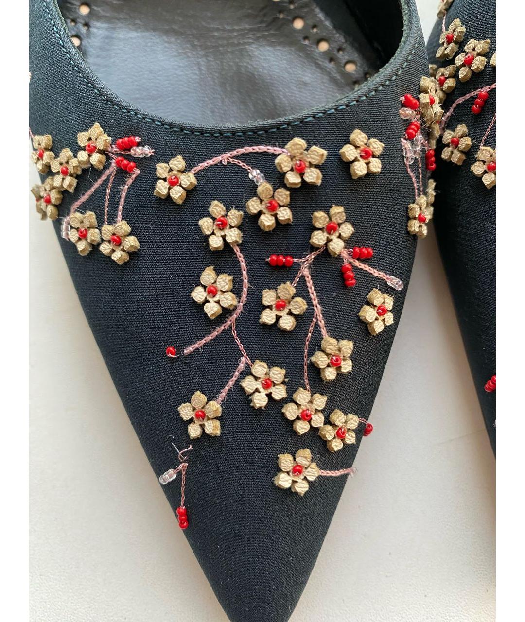 MANOLO BLAHNIK Темно-синие текстильные туфли, фото 8