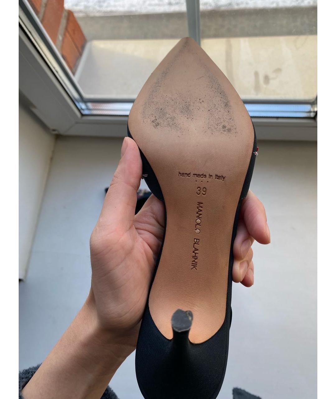 MANOLO BLAHNIK Темно-синие текстильные туфли, фото 7