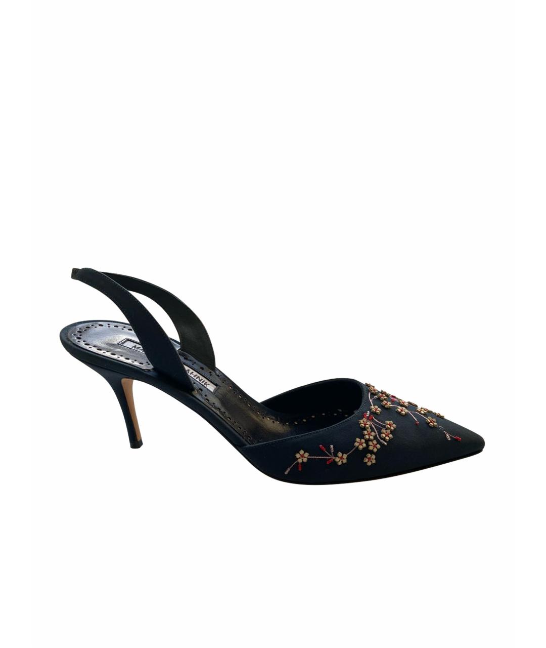 MANOLO BLAHNIK Темно-синие текстильные туфли, фото 1